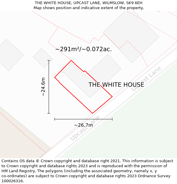 THE WHITE HOUSE, UPCAST LANE, WILMSLOW, SK9 6EH: Plot and title map