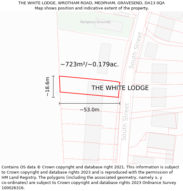 THE WHITE LODGE, WROTHAM ROAD, MEOPHAM, GRAVESEND, DA13 0QA: Plot and title map