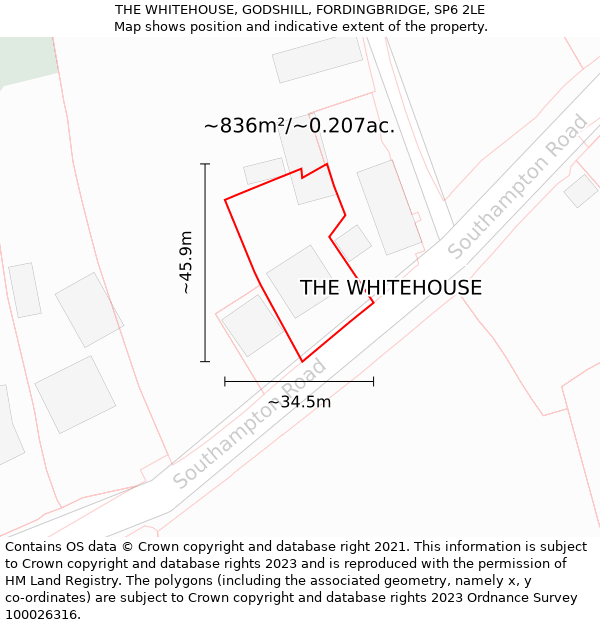 THE WHITEHOUSE, GODSHILL, FORDINGBRIDGE, SP6 2LE: Plot and title map