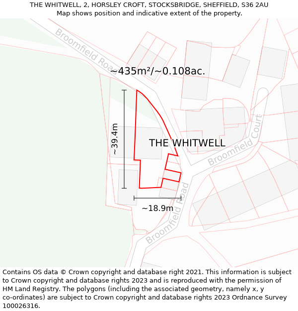 THE WHITWELL, 2, HORSLEY CROFT, STOCKSBRIDGE, SHEFFIELD, S36 2AU: Plot and title map