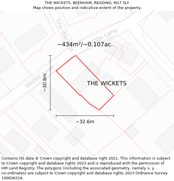 THE WICKETS, BEENHAM, READING, RG7 5LY: Plot and title map