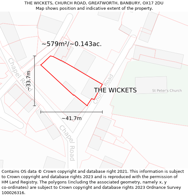 THE WICKETS, CHURCH ROAD, GREATWORTH, BANBURY, OX17 2DU: Plot and title map