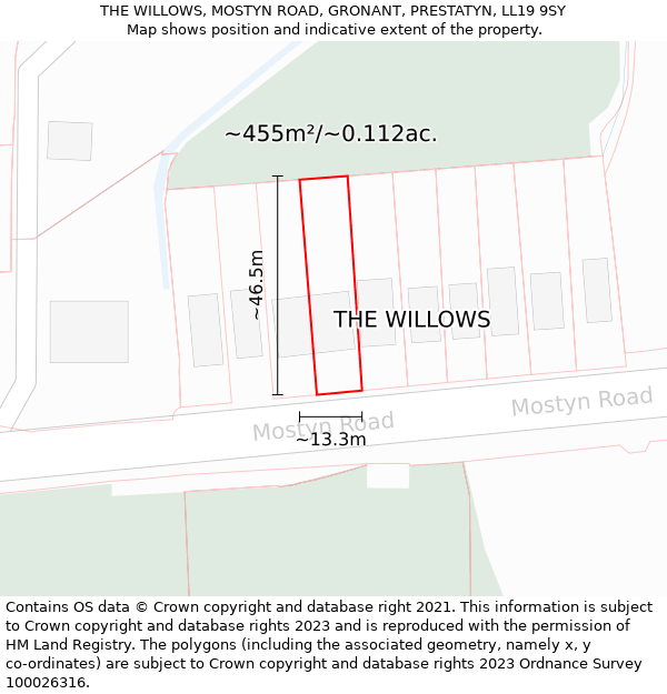 THE WILLOWS, MOSTYN ROAD, GRONANT, PRESTATYN, LL19 9SY: Plot and title map