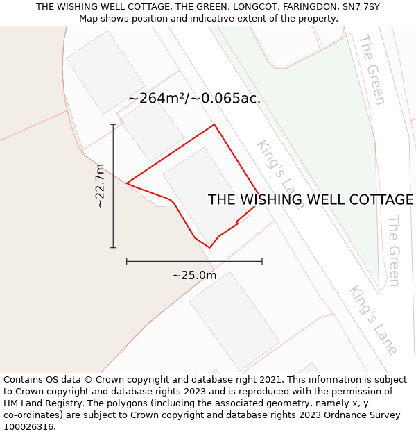 THE WISHING WELL COTTAGE, THE GREEN, LONGCOT, FARINGDON, SN7 7SY: Plot and title map