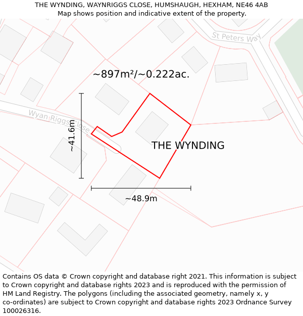 THE WYNDING, WAYNRIGGS CLOSE, HUMSHAUGH, HEXHAM, NE46 4AB: Plot and title map