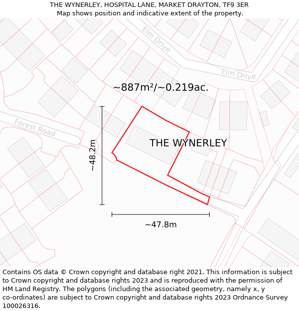 THE WYNERLEY, HOSPITAL LANE, MARKET DRAYTON, TF9 3ER: Plot and title map