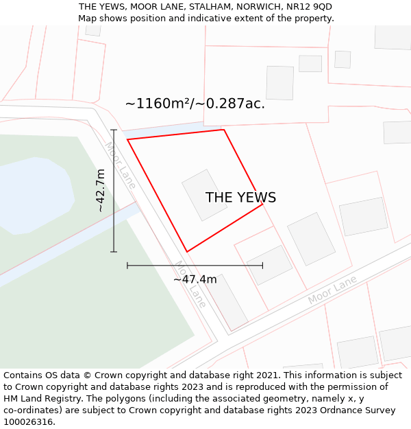 THE YEWS, MOOR LANE, STALHAM, NORWICH, NR12 9QD: Plot and title map