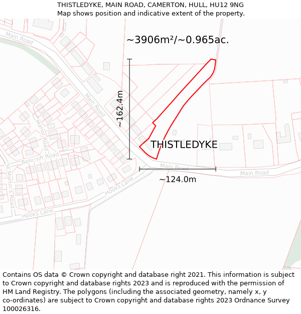 THISTLEDYKE, MAIN ROAD, CAMERTON, HULL, HU12 9NG: Plot and title map