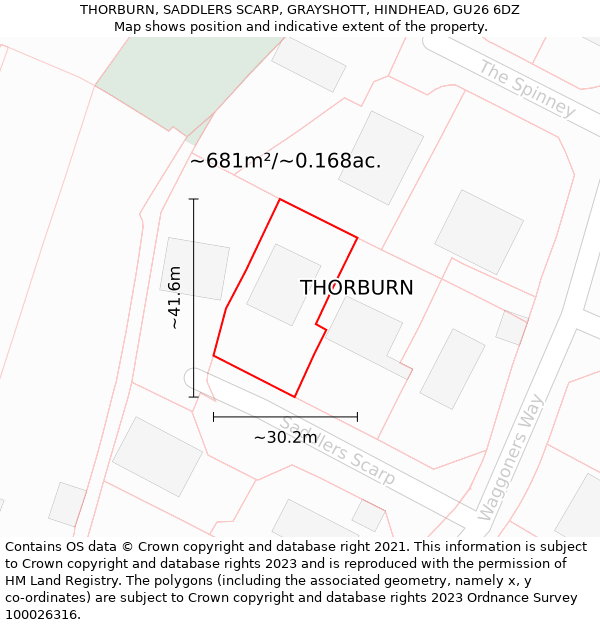 THORBURN, SADDLERS SCARP, GRAYSHOTT, HINDHEAD, GU26 6DZ: Plot and title map
