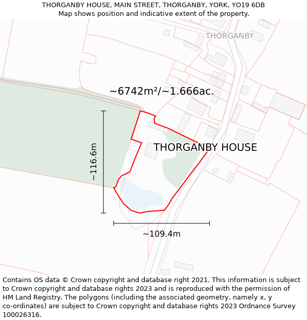 THORGANBY HOUSE, MAIN STREET, THORGANBY, YORK, YO19 6DB: Plot and title map