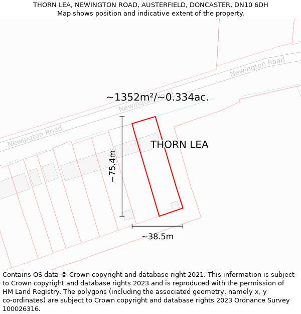 THORN LEA, NEWINGTON ROAD, AUSTERFIELD, DONCASTER, DN10 6DH: Plot and title map