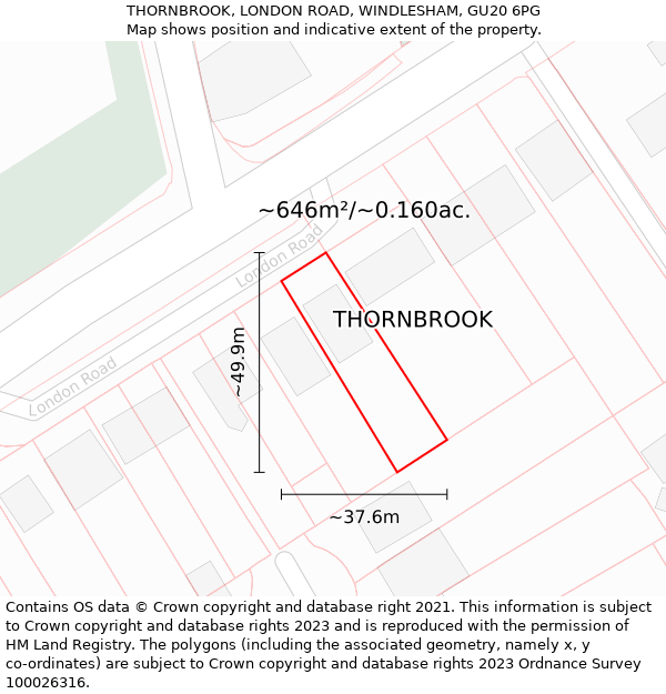 THORNBROOK, LONDON ROAD, WINDLESHAM, GU20 6PG: Plot and title map