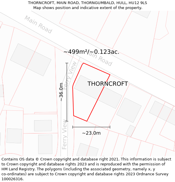 THORNCROFT, MAIN ROAD, THORNGUMBALD, HULL, HU12 9LS: Plot and title map