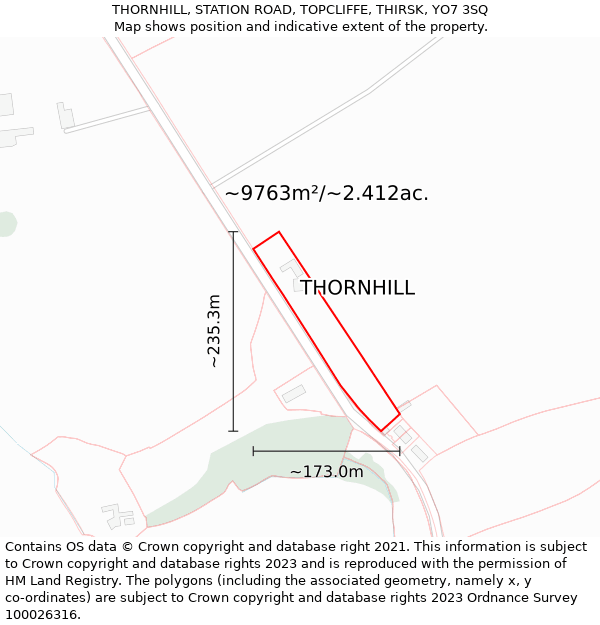 THORNHILL, STATION ROAD, TOPCLIFFE, THIRSK, YO7 3SQ: Plot and title map