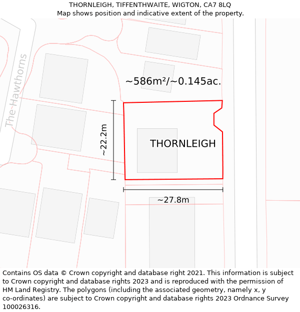 THORNLEIGH, TIFFENTHWAITE, WIGTON, CA7 8LQ: Plot and title map