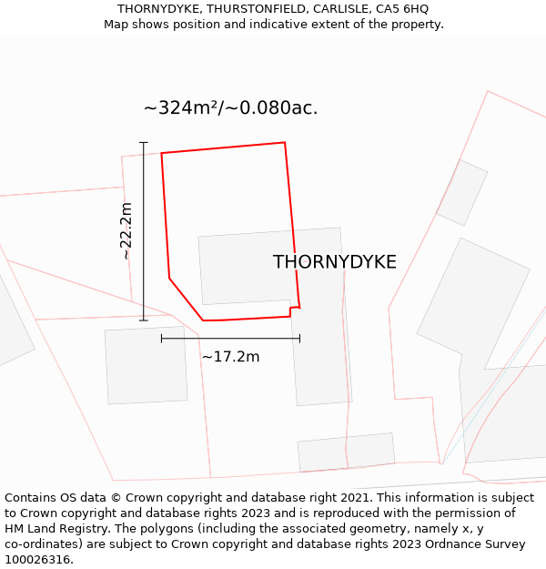 THORNYDYKE, THURSTONFIELD, CARLISLE, CA5 6HQ: Plot and title map