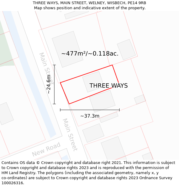 THREE WAYS, MAIN STREET, WELNEY, WISBECH, PE14 9RB: Plot and title map
