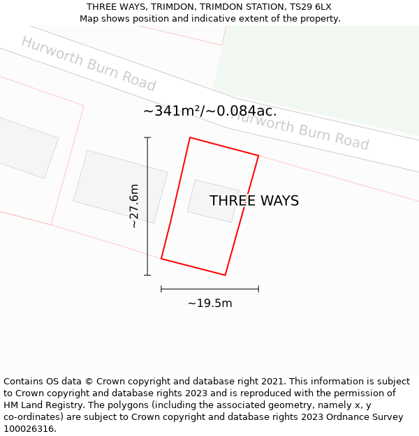 THREE WAYS, TRIMDON, TRIMDON STATION, TS29 6LX: Plot and title map