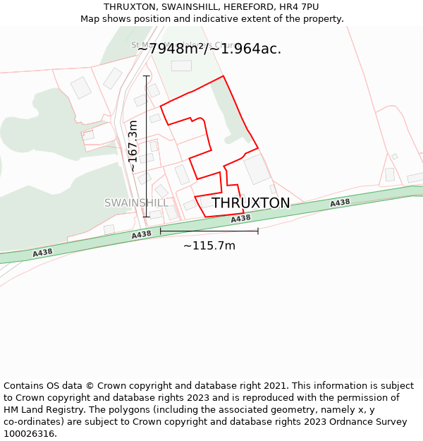 THRUXTON, SWAINSHILL, HEREFORD, HR4 7PU: Plot and title map