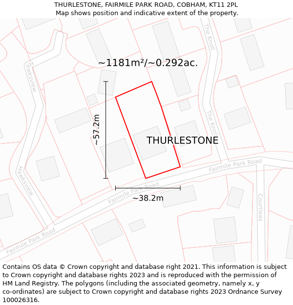 THURLESTONE, FAIRMILE PARK ROAD, COBHAM, KT11 2PL: Plot and title map