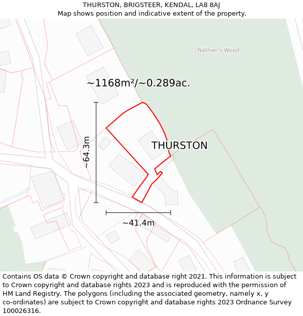 THURSTON, BRIGSTEER, KENDAL, LA8 8AJ: Plot and title map