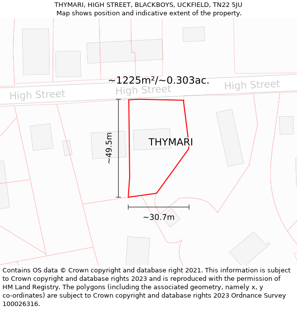 THYMARI, HIGH STREET, BLACKBOYS, UCKFIELD, TN22 5JU: Plot and title map