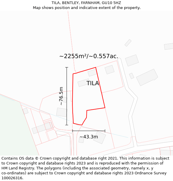 TILA, BENTLEY, FARNHAM, GU10 5HZ: Plot and title map