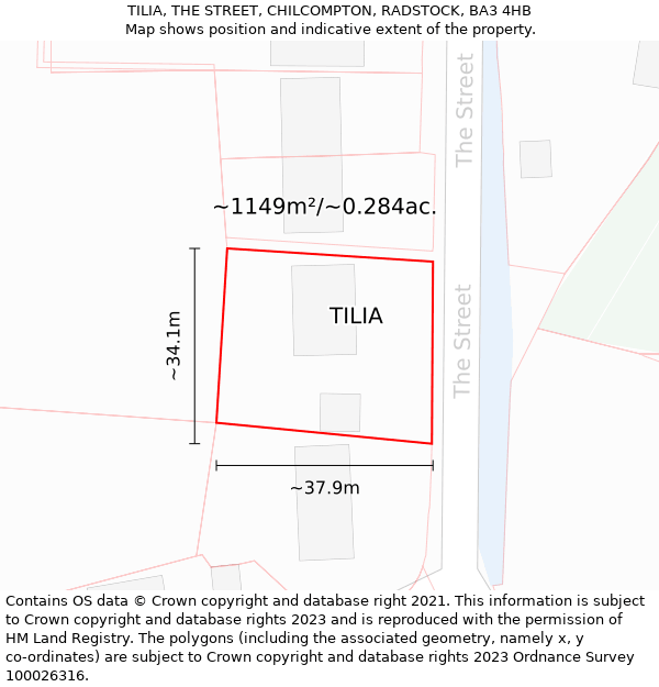 TILIA, THE STREET, CHILCOMPTON, RADSTOCK, BA3 4HB: Plot and title map