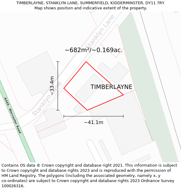 TIMBERLAYNE, STANKLYN LANE, SUMMERFIELD, KIDDERMINSTER, DY11 7RY: Plot and title map