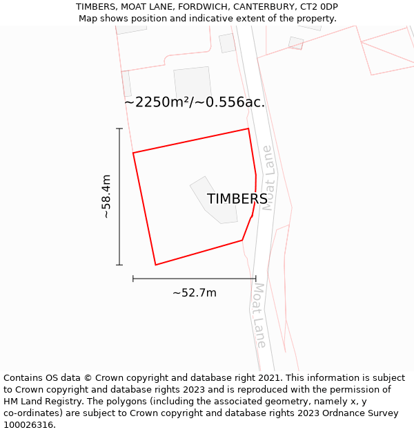 TIMBERS, MOAT LANE, FORDWICH, CANTERBURY, CT2 0DP: Plot and title map