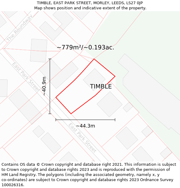 TIMBLE, EAST PARK STREET, MORLEY, LEEDS, LS27 0JP: Plot and title map