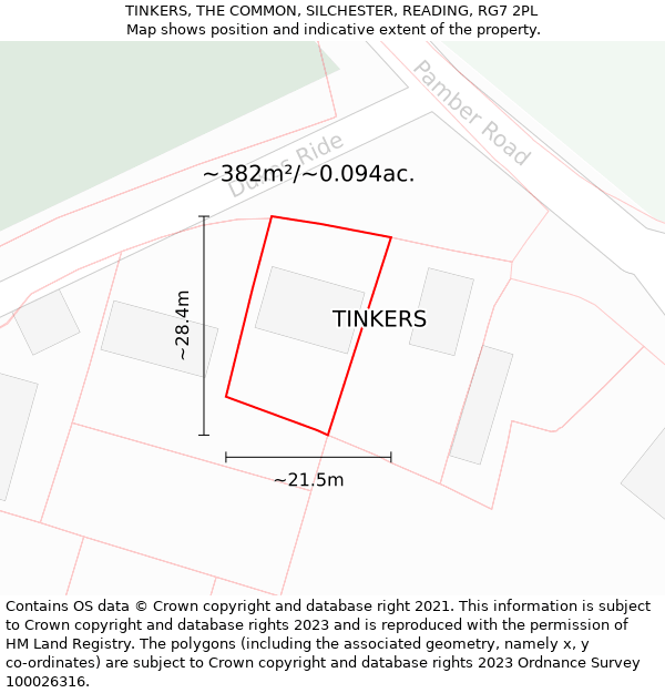 TINKERS, THE COMMON, SILCHESTER, READING, RG7 2PL: Plot and title map