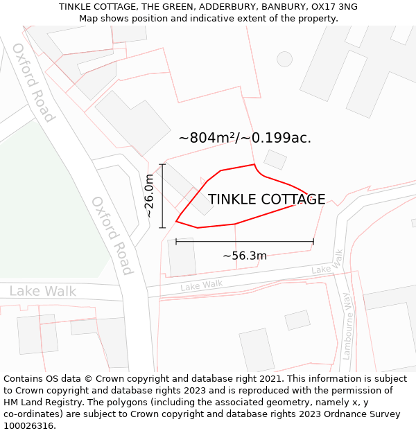 TINKLE COTTAGE, THE GREEN, ADDERBURY, BANBURY, OX17 3NG: Plot and title map