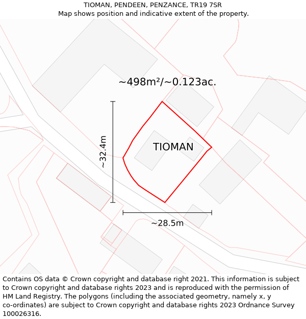 TIOMAN, PENDEEN, PENZANCE, TR19 7SR: Plot and title map