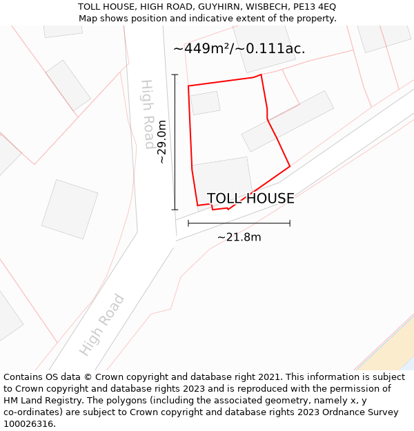 TOLL HOUSE, HIGH ROAD, GUYHIRN, WISBECH, PE13 4EQ: Plot and title map