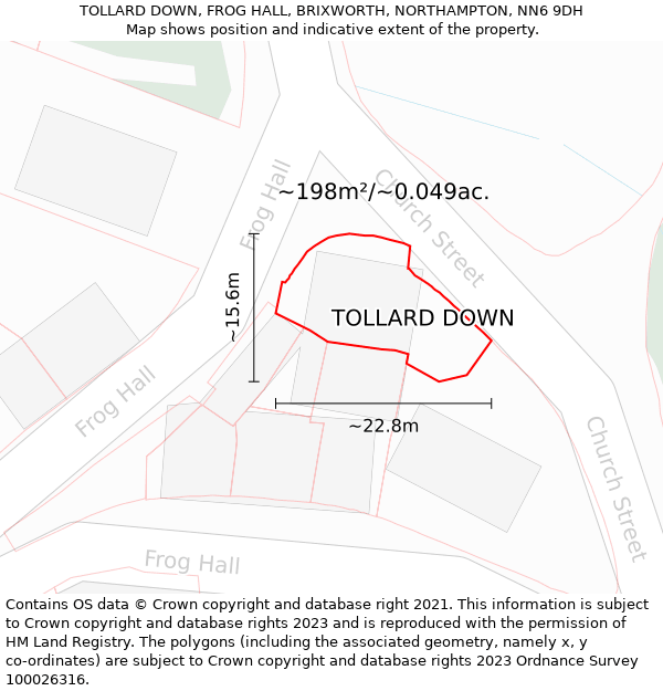 TOLLARD DOWN, FROG HALL, BRIXWORTH, NORTHAMPTON, NN6 9DH: Plot and title map