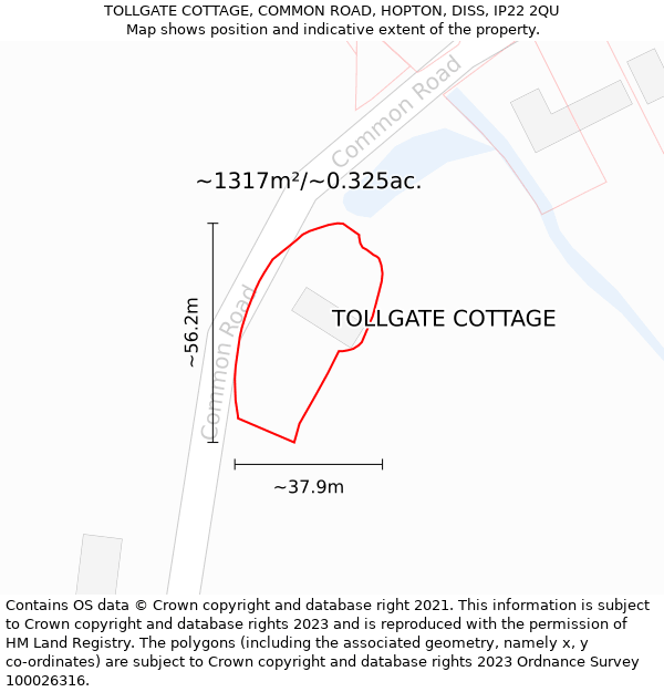 TOLLGATE COTTAGE, COMMON ROAD, HOPTON, DISS, IP22 2QU: Plot and title map