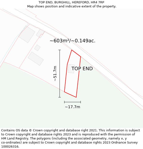 TOP END, BURGHILL, HEREFORD, HR4 7RP: Plot and title map