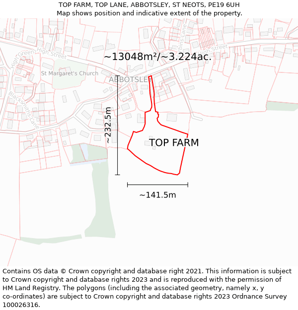 TOP FARM, TOP LANE, ABBOTSLEY, ST NEOTS, PE19 6UH: Plot and title map
