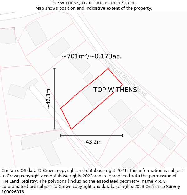 TOP WITHENS, POUGHILL, BUDE, EX23 9EJ: Plot and title map