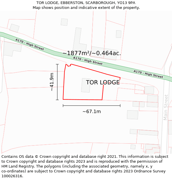 TOR LODGE, EBBERSTON, SCARBOROUGH, YO13 9PA: Plot and title map