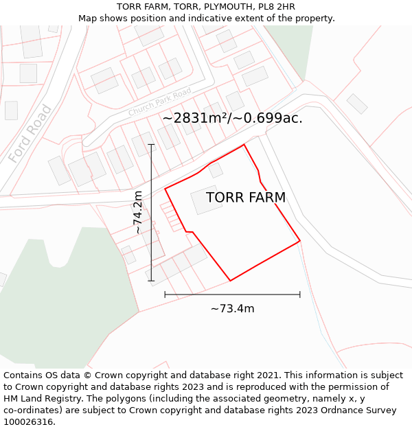 TORR FARM, TORR, PLYMOUTH, PL8 2HR: Plot and title map