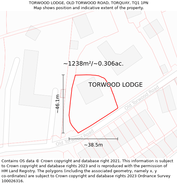 TORWOOD LODGE, OLD TORWOOD ROAD, TORQUAY, TQ1 1PN: Plot and title map