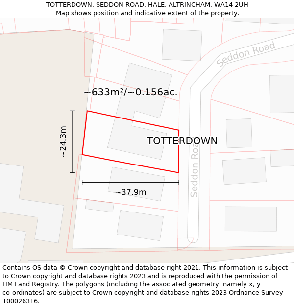 TOTTERDOWN, SEDDON ROAD, HALE, ALTRINCHAM, WA14 2UH: Plot and title map