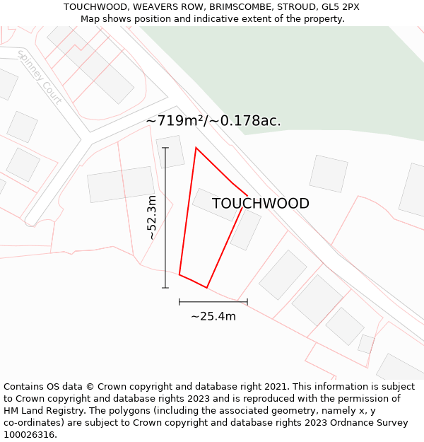 TOUCHWOOD, WEAVERS ROW, BRIMSCOMBE, STROUD, GL5 2PX: Plot and title map