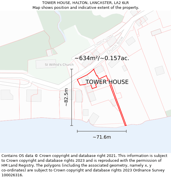 TOWER HOUSE, HALTON, LANCASTER, LA2 6LR: Plot and title map