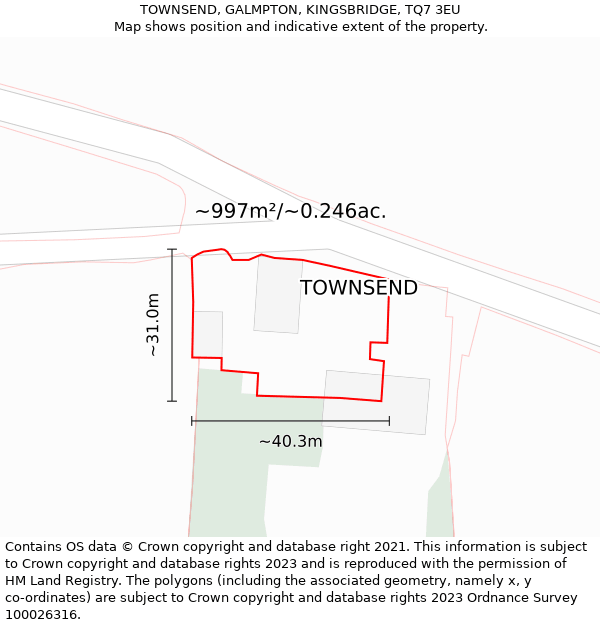 TOWNSEND, GALMPTON, KINGSBRIDGE, TQ7 3EU: Plot and title map