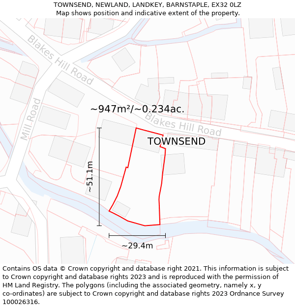 TOWNSEND, NEWLAND, LANDKEY, BARNSTAPLE, EX32 0LZ: Plot and title map