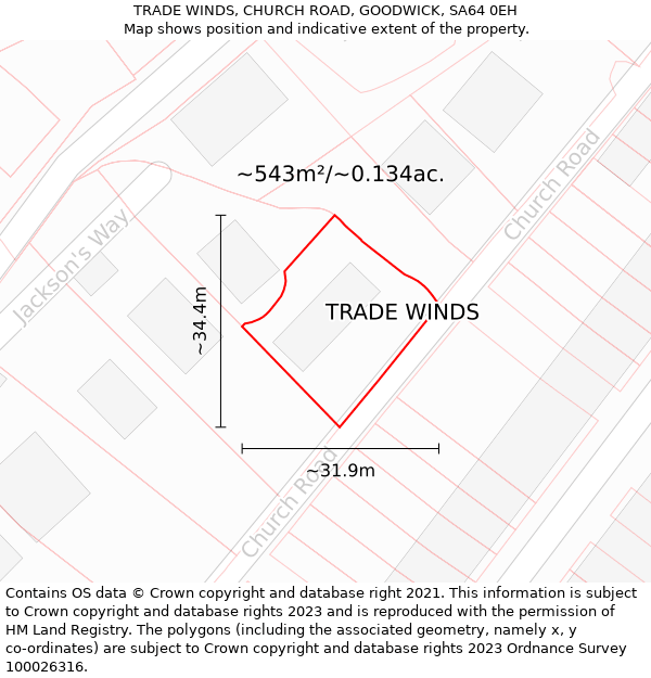 TRADE WINDS, CHURCH ROAD, GOODWICK, SA64 0EH: Plot and title map