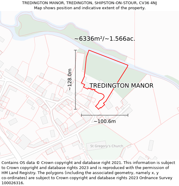 TREDINGTON MANOR, TREDINGTON, SHIPSTON-ON-STOUR, CV36 4NJ: Plot and title map